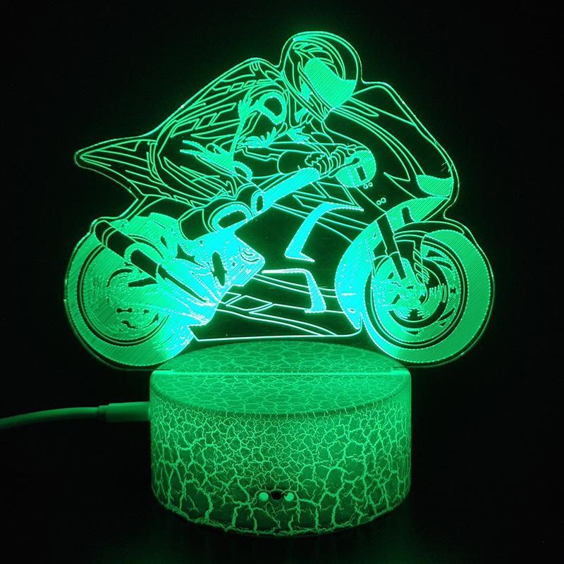 3D лампа мотоцикл горный велосипед светодиодный ночник USB кабель батарея красочный ночник спальня декор подарок на день рождения для мальчиков мужчин