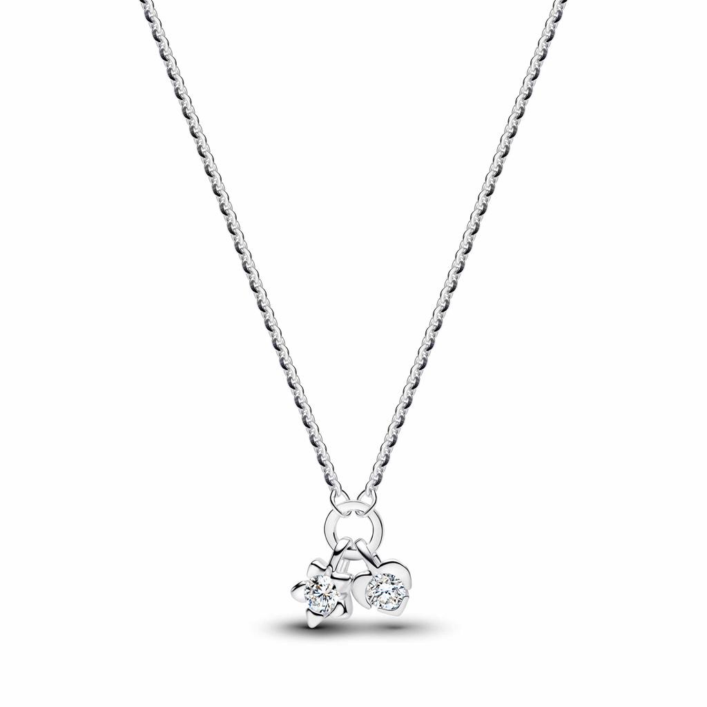 New Original 925 Silver Four-Leaf Clover Butterfly Star Moon Heart Key Necklace fit Women Jewelry Valentine's Day Gift