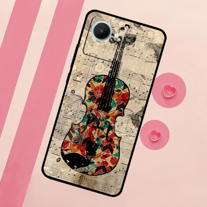 Music Violin Case For Realme C55 C53 C35 C33 C31 C30 C21Y C25s C15 C11 GT Neo 5 3T 2T 9 10 11 Pro Plus