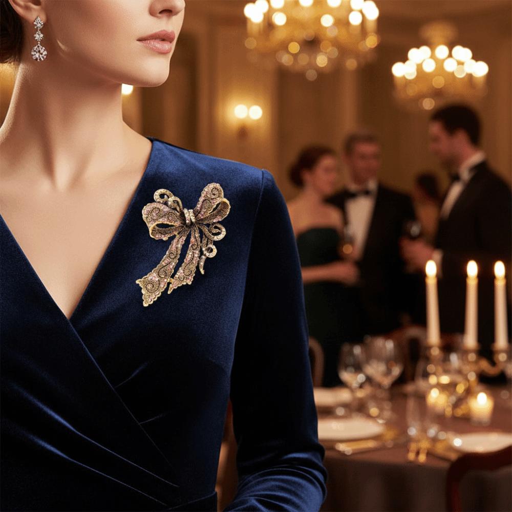 Exquisite Rhinestone Bow Brooch Trendy Jewelry Bowknot Pin Fashion Bow Brooch Badges  Prom
