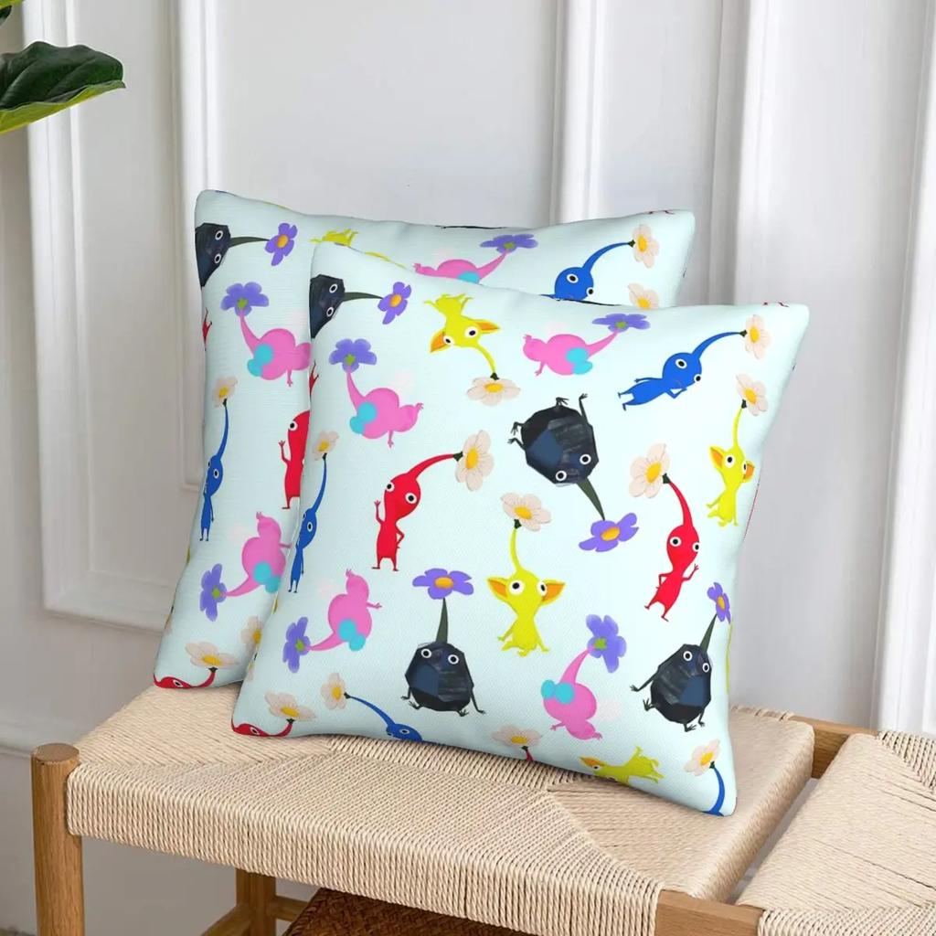 Pikmin 2 Pcs Square Pillowcase Pillow Cover Cushion Zip Decorative Comfort Throw Pillow For Home Living Room