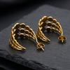 Шикарные Серьги-Диски в Форме Буквы С: Элегантный европейский и американский дизайн из нержавеющей стали