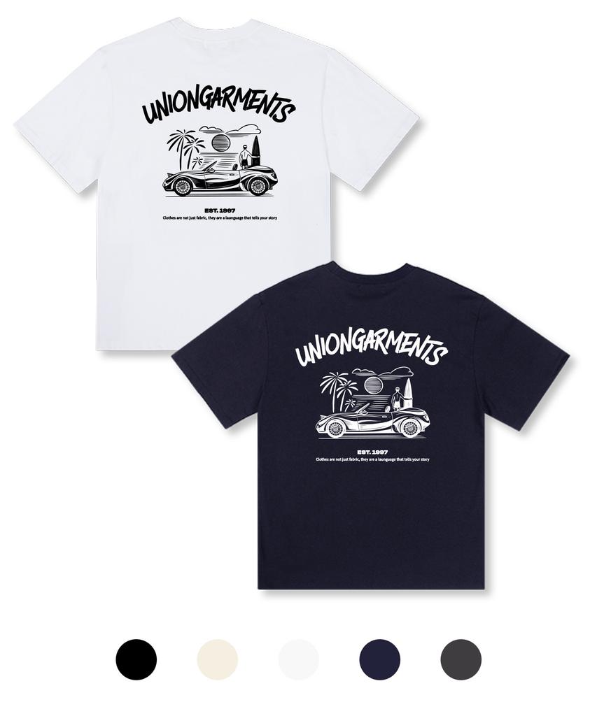 UNION GARMENTS Свободная футболка с коротким рукавом для серфинга в открытой машине, 5 цветов