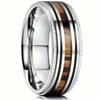 Fashion Copper Color Men Stainless Steel Koa Wood Rings Sawtooth Edge Engagement Rings For Men Women Wedding Party Jewelry Gifts