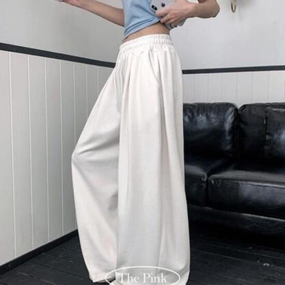 The Pink High Waist Pintuck Wide Banding Training Pants