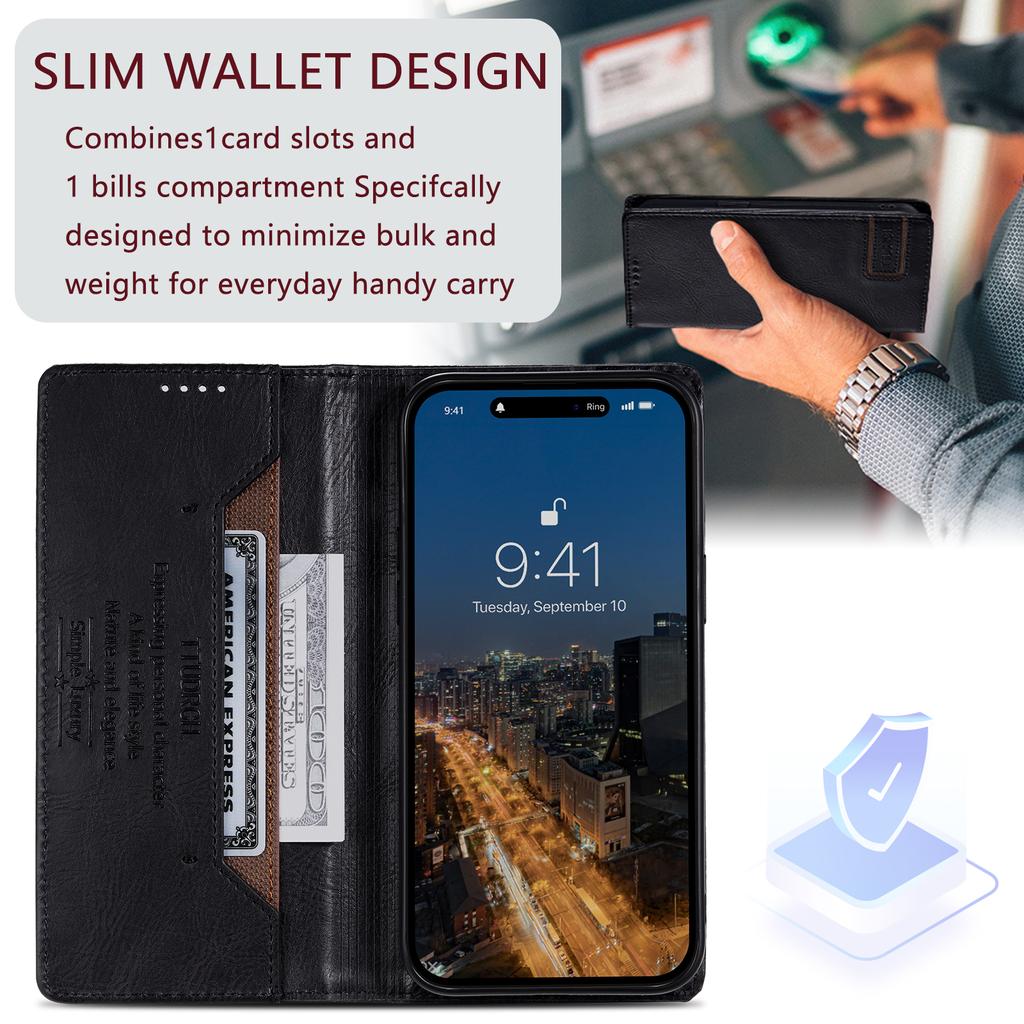 Откидной чехол-кошелек с защитой от кражи, магнитный кожаный чехол для iPhone 15, 14, 13, 12, 11 Pro Max XS MAX 8P 7P/Samsung S23 S22 S21 Ultra Plus A14 A54 A13 A53