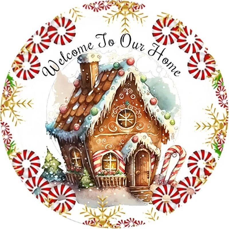 Witch Broom Halloween Sign, Round Aluminum Wall Plaque 20x20cm