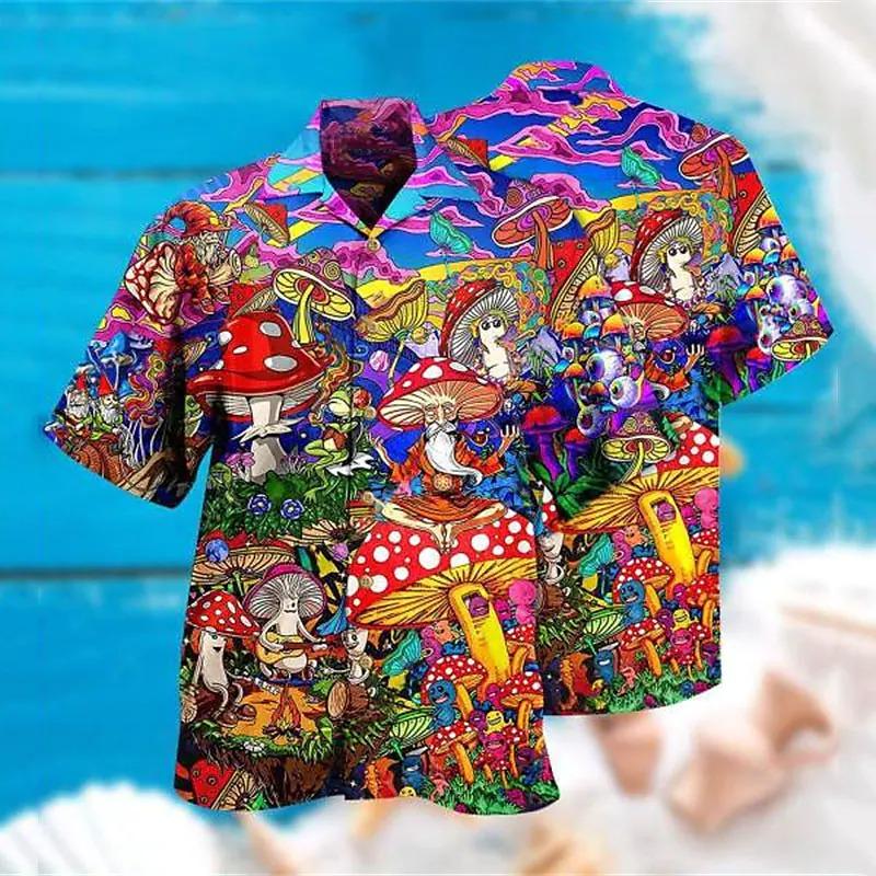 2026 Summer Loose Breathable 3d Print Trendy Cool Fashion Hawaiian Shirts Beach Party Tops Short Sleeves Men's 5XL
