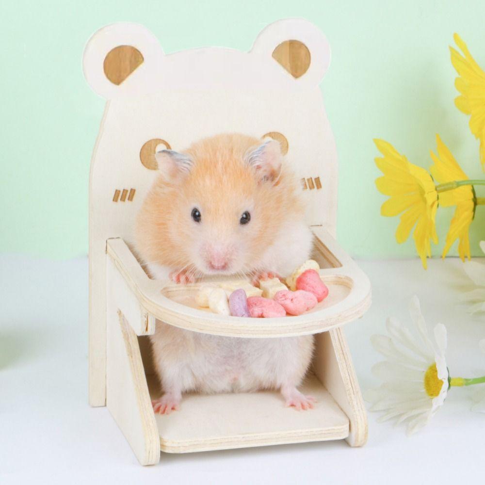 Wooden Hamster Dining Chair Cartoon Hedgehog Chair  for Hamster Rat Guinea Pig