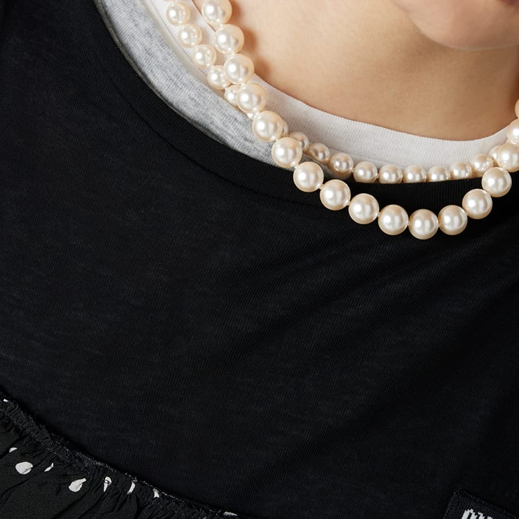 MIU MIU Glass, Synthetic Pearl, Metal Necklaces Women's Gold 5IC166_2CVA_F04A6