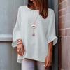 Women's Fashion Casual Long Sleeve Round Neck Cotton And Linen Top