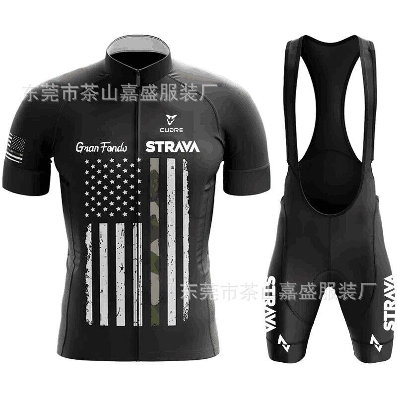 2025 for STRAVA short-sleeved set, bicycle road bike cycling suit, quick-drying, breathable and sweat-absorbing