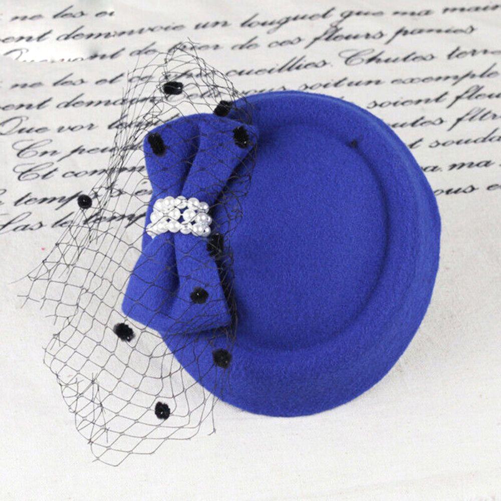 Hats Retro Hairclip Fascinator Hair Pillbox Hat Womens Vintage Hat Bowknot Veil Bridal Headdress