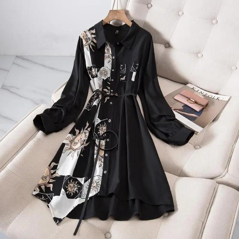 Женские платья осень винтаж элегантный отложной воротник Vestidos однобортное платье-рубашка