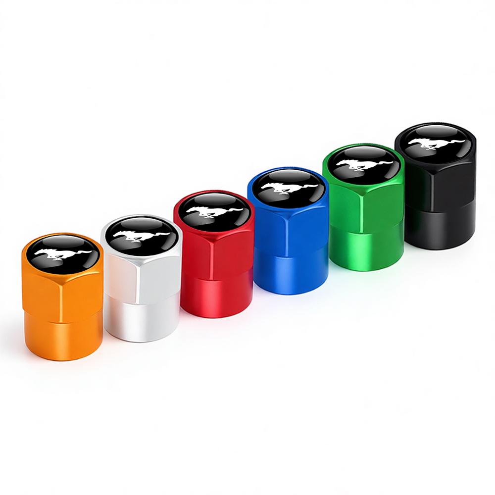 4pcs For Ford Focus Fiesta Kuga Mondeo SMax Fusion Ranger Mustang ST Car Logo Wheel Tire Valve Cap Stem Cover Auto Accessories