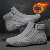 Men's Boots Large Size Fashion Zippered Slip-on Men's Shoes Upper Octopus Mid-top Rubber Sole Handmade Outdoor Boot Casual Walking Shoes