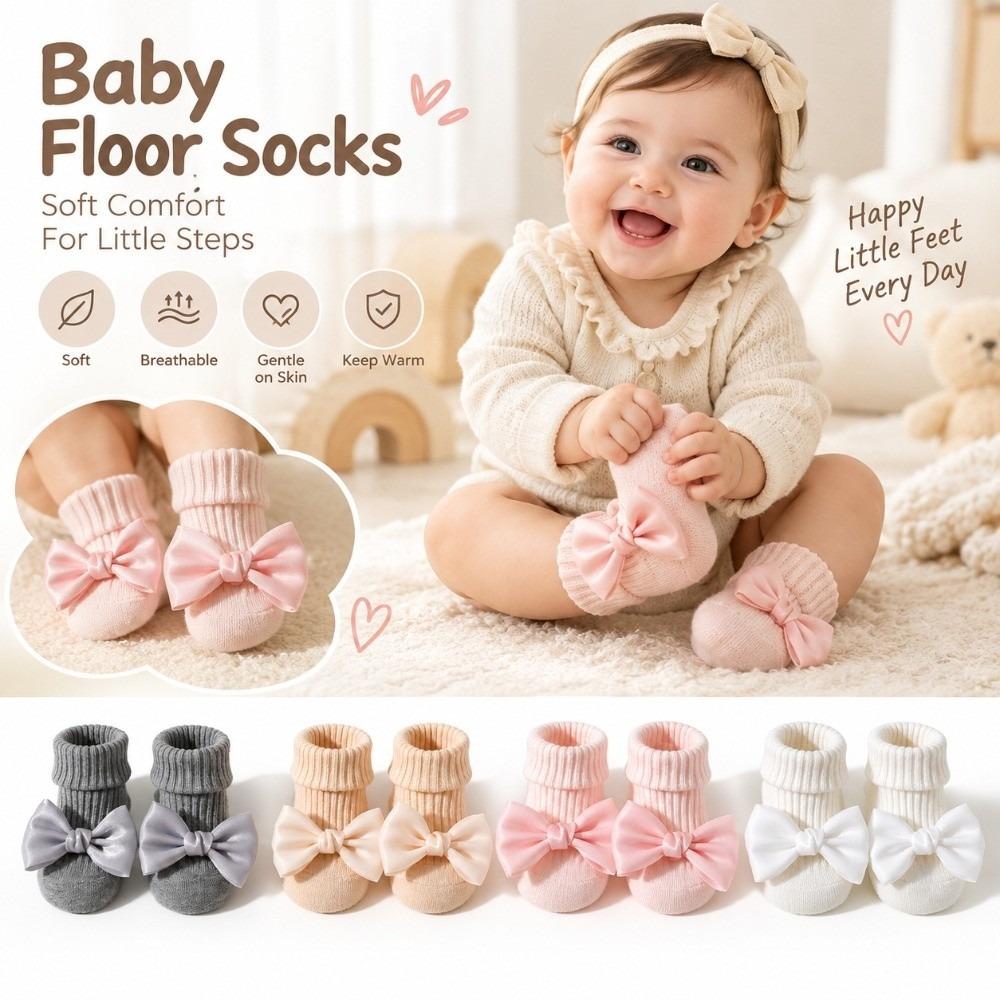1 Paie Soft Cotton Blend Baby Floor Sock Anti-Slip Sock Crawling Standing Early Walking