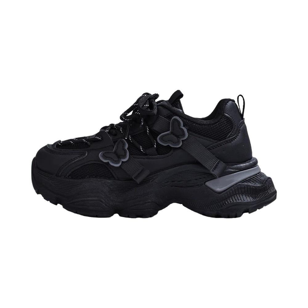 Легкие кроссовки женские осенние новые универсальные сетчатые дышащие розовые бабочки платформа папины кроссовки