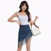 Женская джинсовая юбка-шорты с высокой талией в корейском стиле с кисточками и элементами латиноамериканских танцев