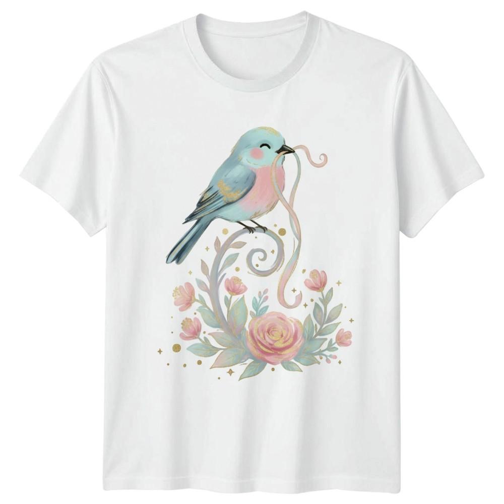 Whimsical Floral Bird TShirt Nature 2026 Gift For Him And Her