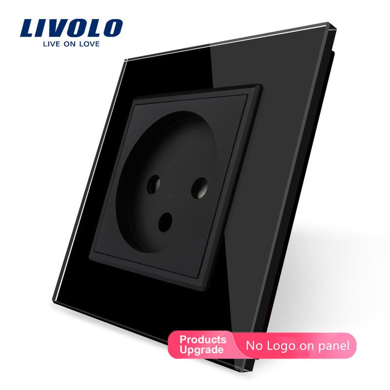 Livolo EU Standard Israel Power Socket, White Crystal Glass Panel, AC 100~250V 16A Wall Socket, VL-C7C1IL-11(4 colors)