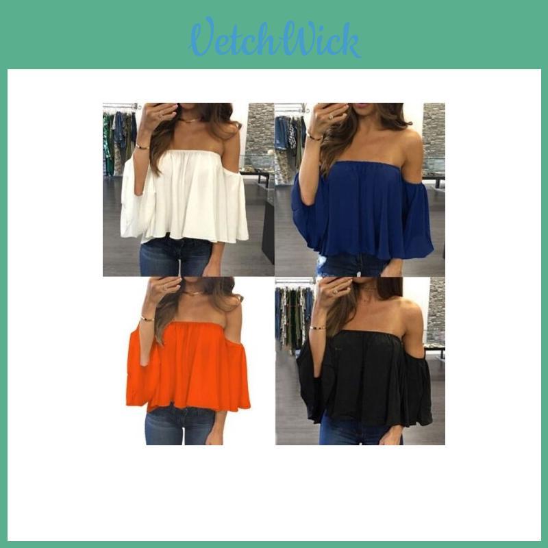 Premium Quality Fashion Women's Summer Off Shoulder Long Sleeve Casual Blouse
