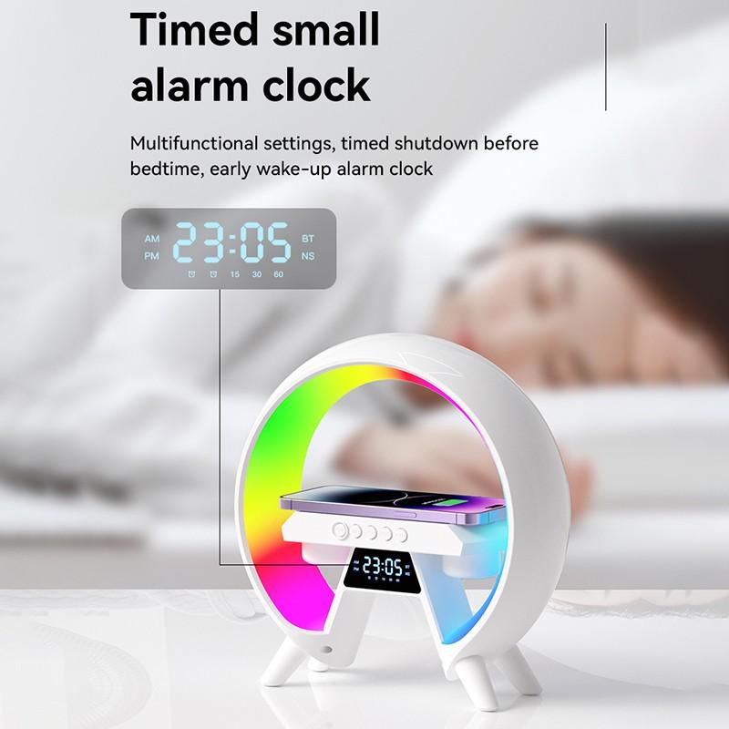 Многофункциональный ночник Будильник Музыкальный динамик Беспроводное зарядное устройство 3 в 1 Прикроватные настольные лампы G Стильный светильник Домашний декор спальни