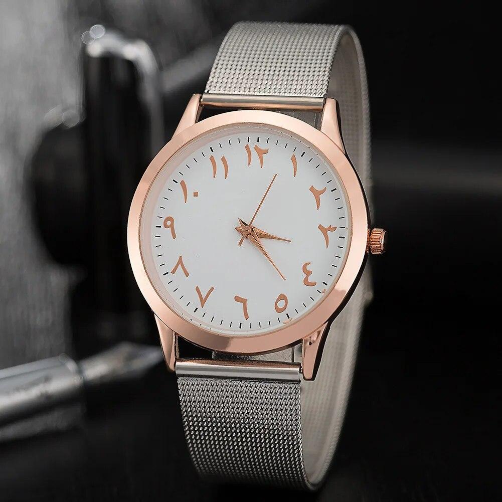 Men Women Watch with Conceptual Numbers Display Dial Simple Quartz Watches Ladies Clock Female Vintage Fashion Reloj Wristwatch