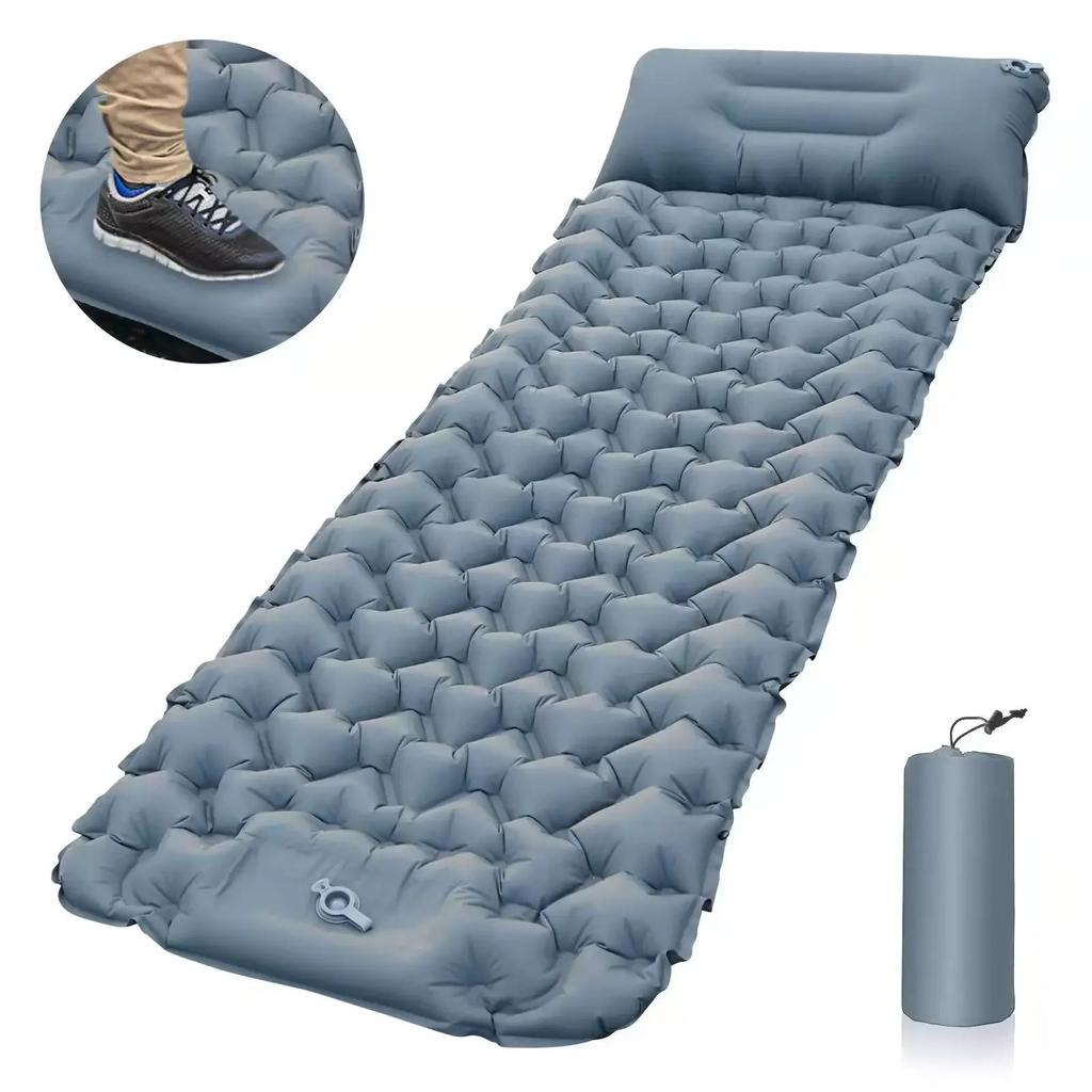Outdoor Use Sleeping Pad Camping Inflatable Mattress with Pillows Travel Mat Folding Bed Ultralight Air Cushion Hiking Trekking