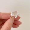 925 Sterling Silver Rings For Women Geometric Fine Jewelry Finger Adjustable Simple Heart Stone Ring For Party Birthday Gift