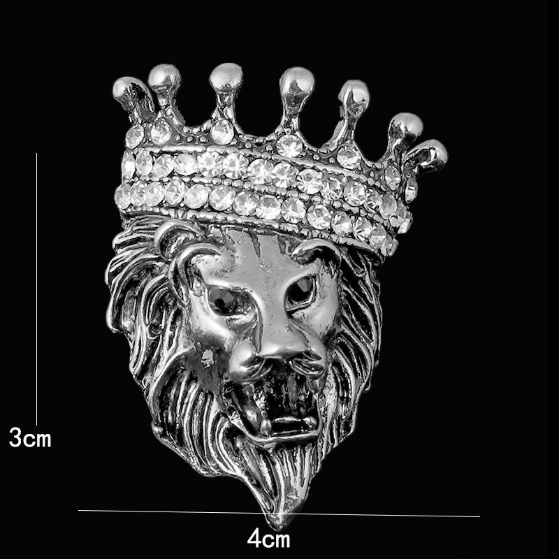 «Мужская роскошная брошь для костюма»: Дизайн головы льва, орла и оленя в короне"