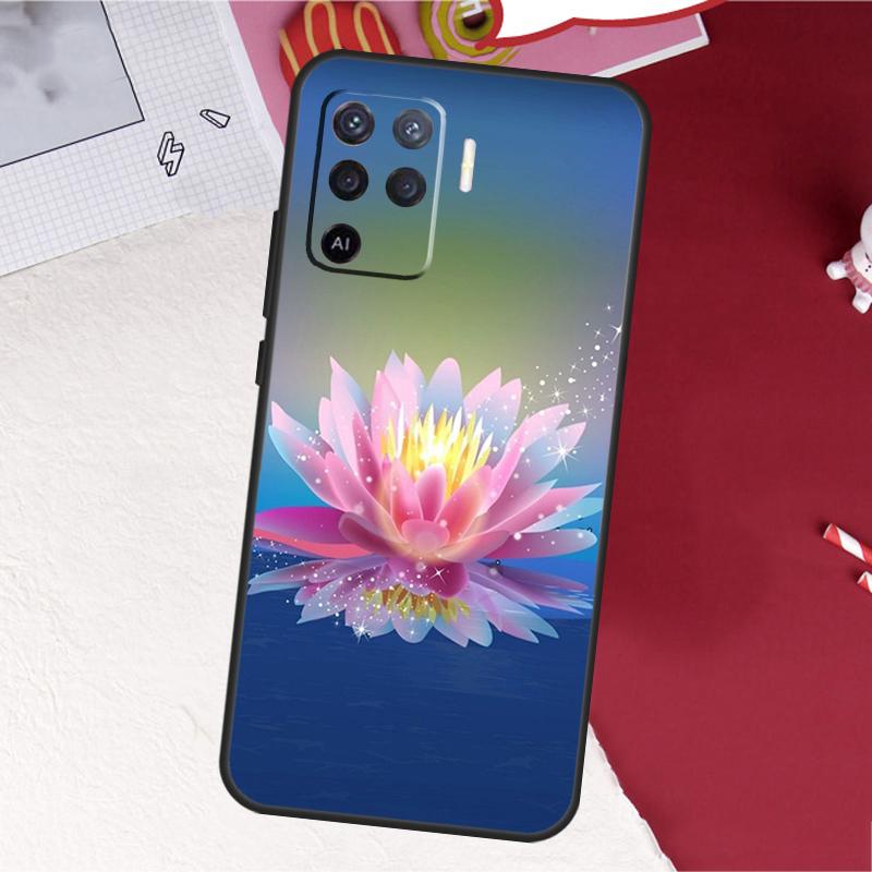 Чехол Синие Белые Цветы Лотоса Для Oppo A16 A96 A76 A17 A18 A60 A80 A40 A38 A58 A78 A98 A94 A74 A54 A15 A57 A77 A5 Pro