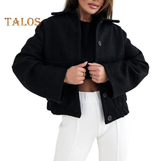 Женский шерстяной жакет с отложным воротником, однобортное пальто с плиссированным подолом, термобелье с длинными рукавами, для поездок на работу, свиданий, весна-осень-зима