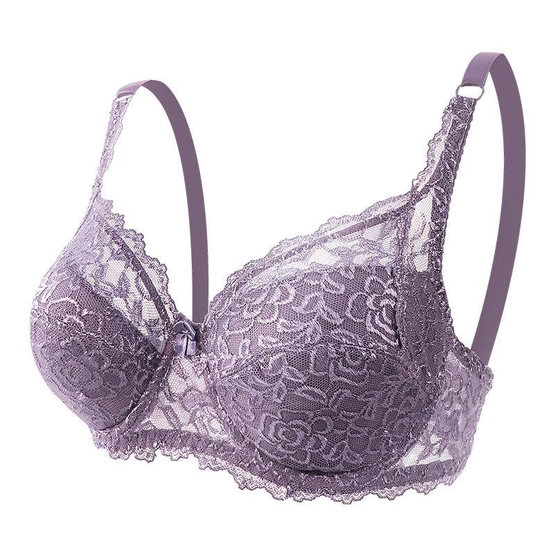 Женский кружевной тонкий бюстгальтер с цветочным принтом, удобный регулируемый сбор, нижнее белье большого размера, однотонный бюстгальтер на косточках, сексуальное женское белье 80B-95C