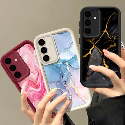 Чехол с цветным мраморным рисунком для Samsung S24 FE S23 S22 Ultra A16 A55 A15 A35 A54 A34 A25 A14, мягкий матовый TPU, противоударный, защитный чехол для объектива телефона