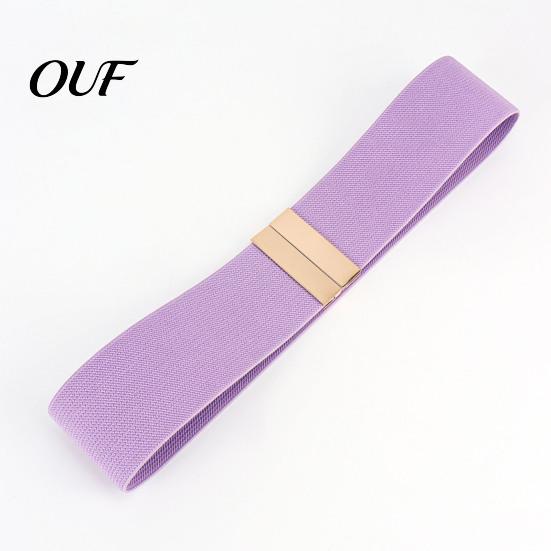 Fashion Metal Buckle Belt Wide Elastic Waist Belt, Adjustable Stretchy with Slimming Shapewear Square Buckle, Stylish Waistband for Dresses And Jeans