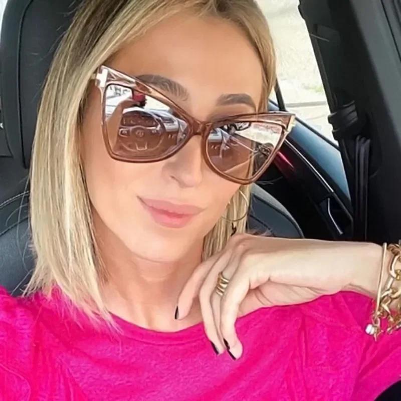 Модные солнцезащитные очки «кошачий глаз» женские, роскошный бренд Chanel, винтажные солнцезащитные очки «кошачий глаз» для дам, очки-бабочки полуободковые