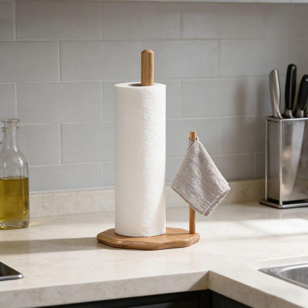 Plum Blossom Base Vertical Stand Wooden Paper Towel Stand Practical Tissue Holder Living Room