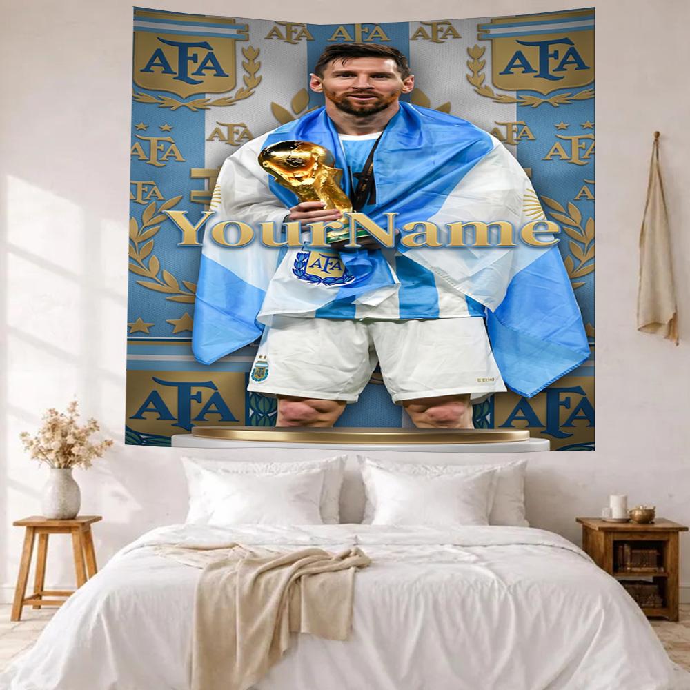 Messi Custom Your Name Wall Decor Tapestry Art For Pet Memorial Birthdaywedding Party Backdrop Family Gift