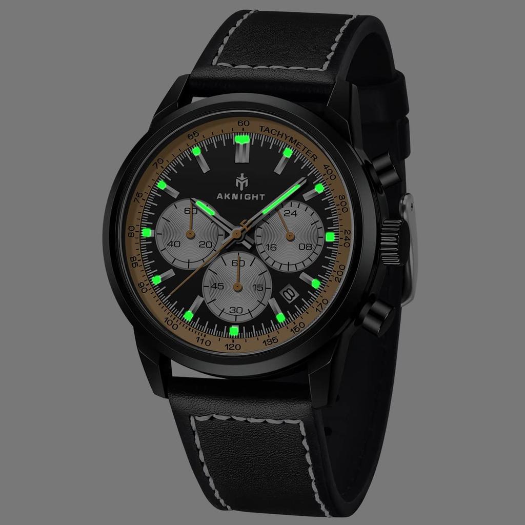 BENYAR AKNIGHT Japanese Stainless Leather Compatible with Business Casual Sports Chronograph Included Men's Watch, Quartz, Steel, Strap, Watches,