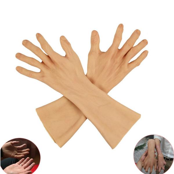 Человеческая перевернутая искусственная рука имитирует мужские силиконовые искусственные конечности из искусственной кожи, искусственные перчатки