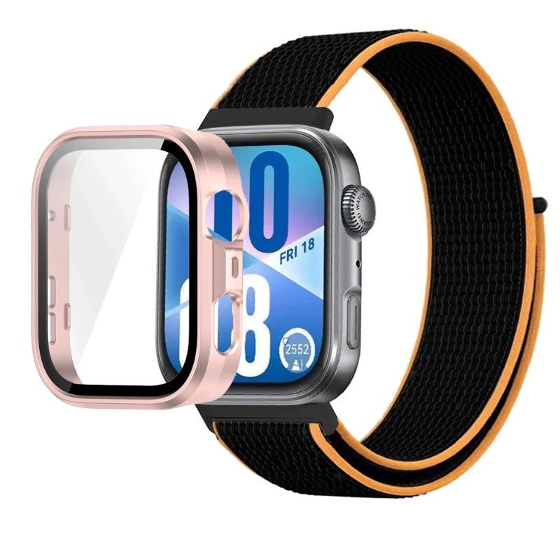 Нейлоновый ремешок + ПК-корпус для Huawei Watch Fit 3/4/4 Pro Защитный чехол от падения + Удобный дышащий браслет Ремешок Correa