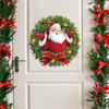 1Pcs Christmas Merry Christmas Sticker Wreath Decoration Glass Window Wall Sticker Decorative Sticker Snowflake Round