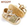 MYGGPP Spring Summer Butterfly Sequins Baby Sandals Baby Shoes Gold Baby Toddler Shoes
