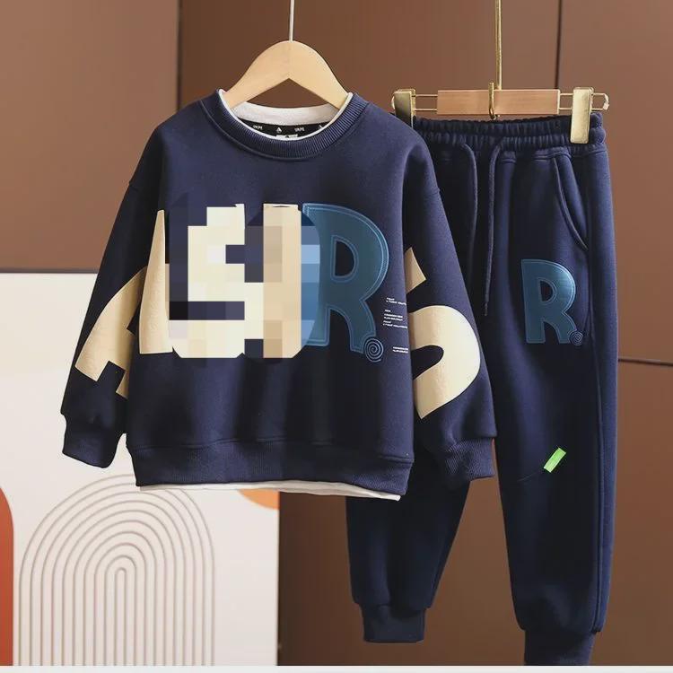 2024 Весна/Осень Корейский Мальчиков Модный Двойной Костюм С Письмом: Верх и брюки
