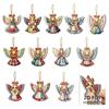 12 pcs Colorful Design Christmas Tree Decor Wooden Girl-Shaped Pendant Home Decor Xmas Decor  Winter