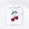 Flower Crystal Cherry Lapel Pins Crystal Rhinestone Cherry Shape Pin Cherry Women Brooch  Ornament