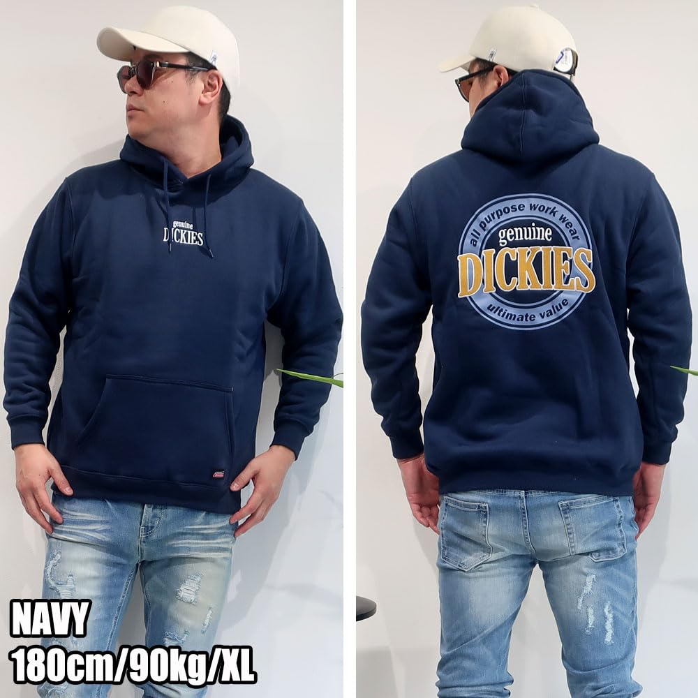 ОРИГИНАЛЬНАЯ мужская толстовка-пуловер Dickies с флисовой подкладкой и принтом на спине, не скатывающаяся, с капюшоном, размеры M, L и XL, 10001729 (JP, Алфавит, М, Темно-синий)