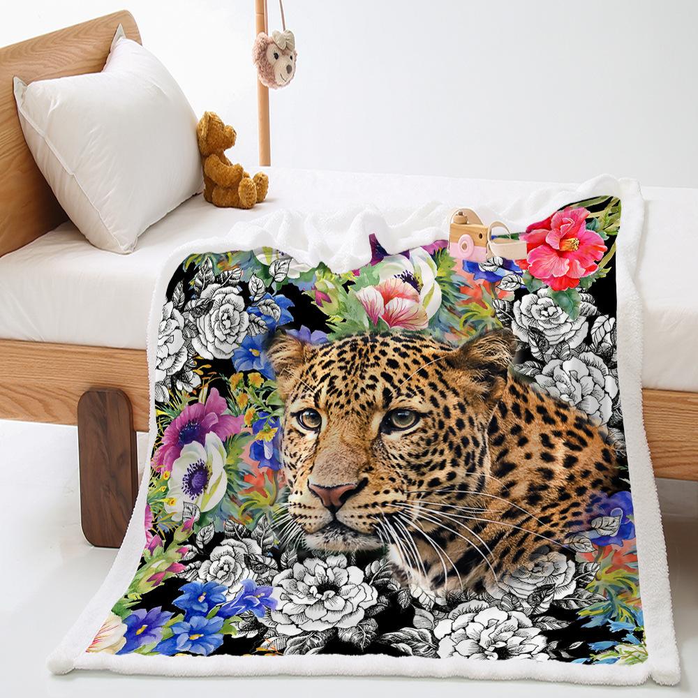 Blanket 2D Digital Printed Lamb Fleece Crystal Fleece Animal Tiger Blanket Blanket