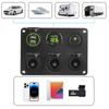 For Car Marine RV 12V Cigarette Lighter Plug Socket Power Outlet Toggle Switch 4.2A Multi Panel LED Voltmeter Dual USB Charger 6 In 1
